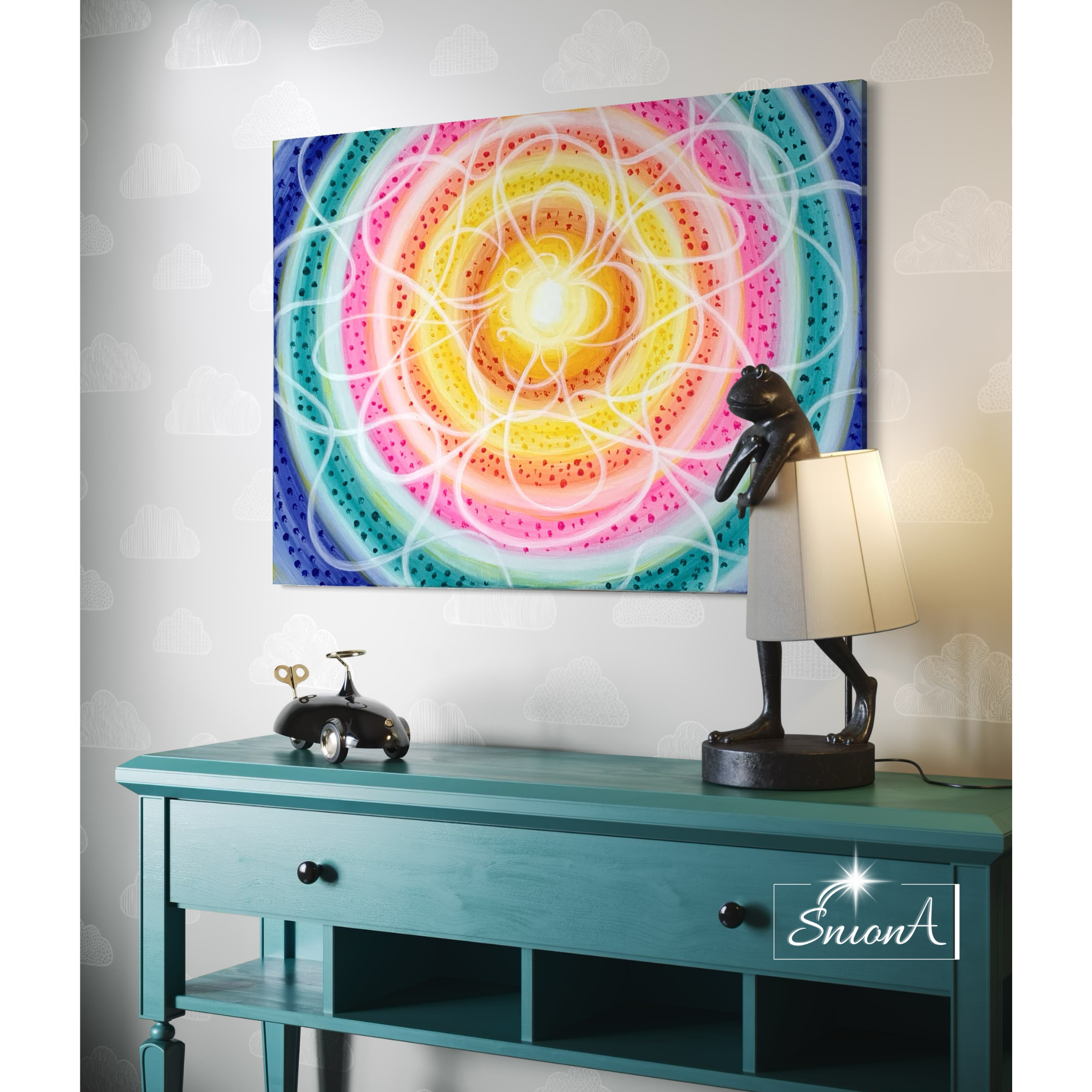 Oryginalny obraz „Witalna Bajka” 70 × 50 cm – akryl na płótnie